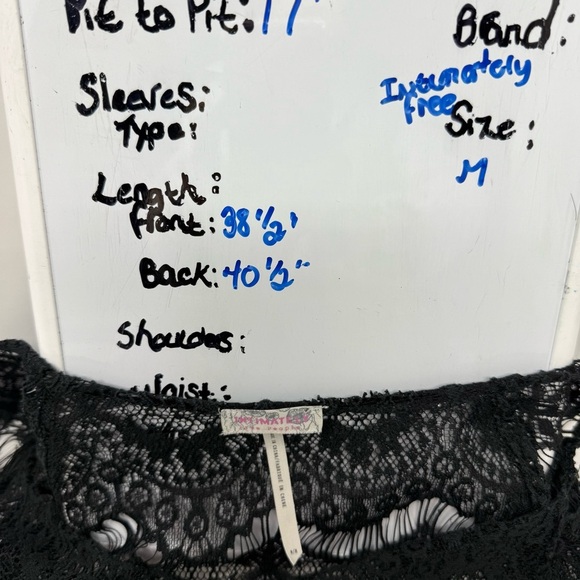 Free People Intimately Black Peekaboo Eyelash Lace Hi-Low Bodycon Lace Dress M - Picture 12 of 16